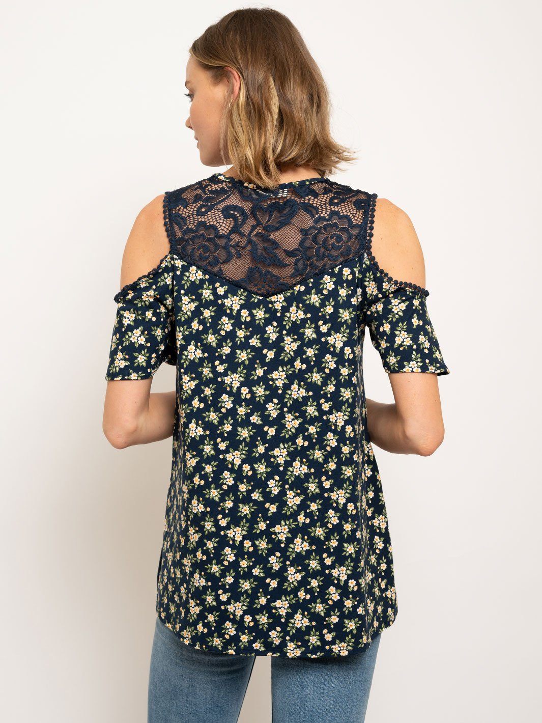 WOMEN'S COLD SHOULDER DITSY FLORAL TOP