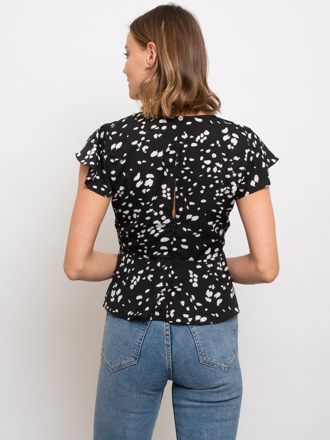 WOMEN'S DALMATIAN PRINT WOVEN TOP