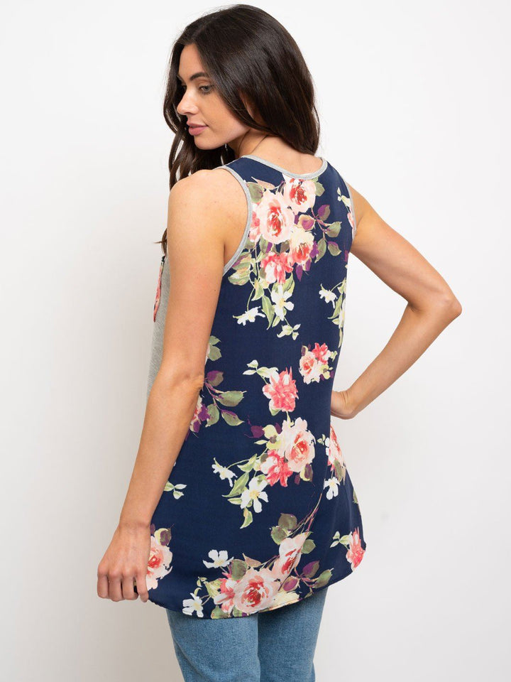 WOMEN'S POCKET FLORAL TANK TOP