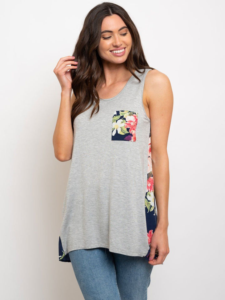 WOMEN'S POCKET FLORAL TANK TOP
