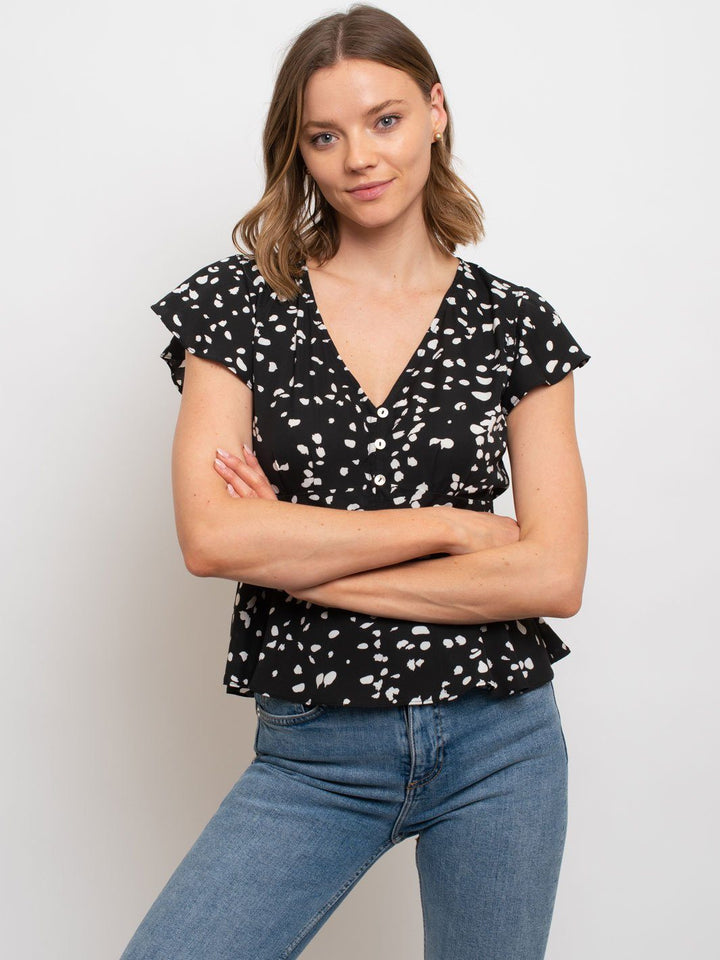 WOMEN'S DALMATIAN PRINT WOVEN TOP