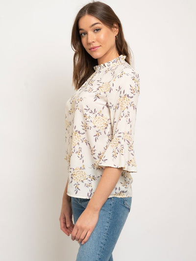 WOMEN'S 3/4 BELL SLEEVE FLORAL TOP