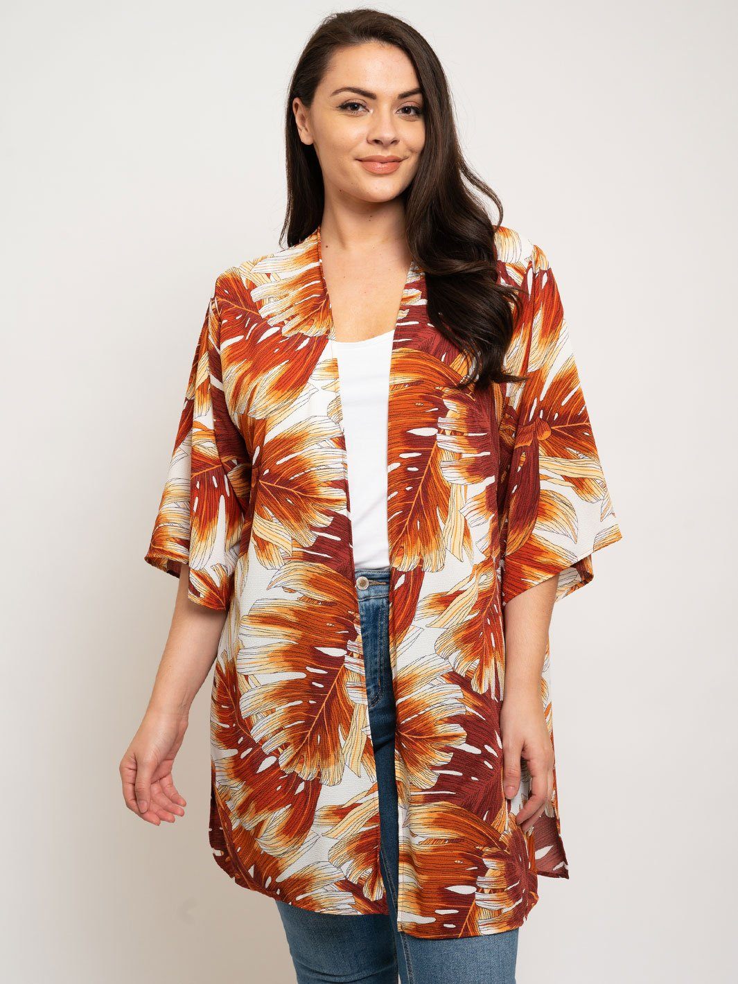 PLUS SIZE FLORAL CARDIGAN