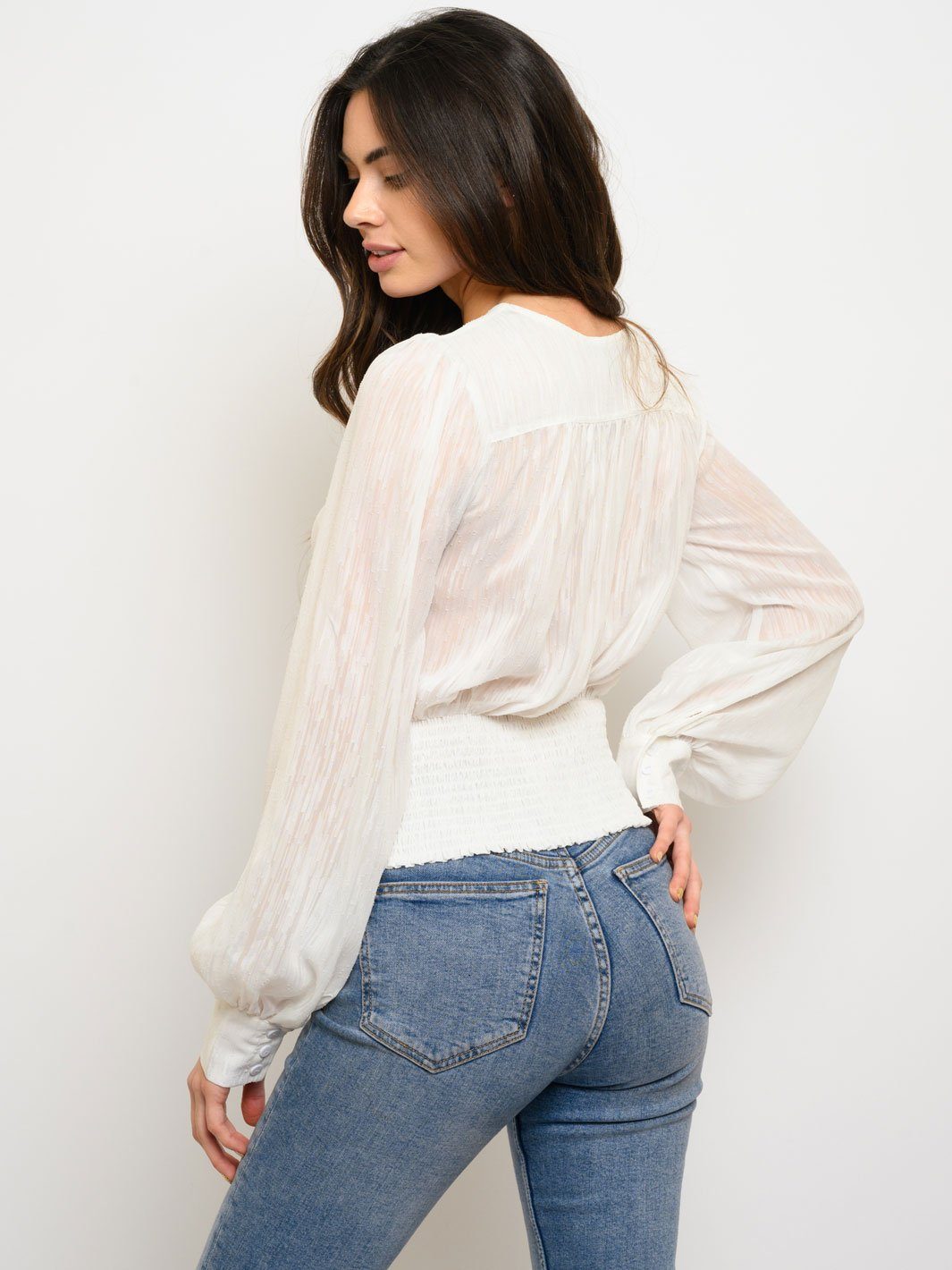 WOMEN'S CUILAPA FRONT RUCHED LONG SLEEVE TOP