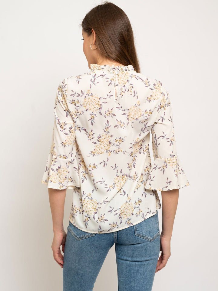 WOMEN'S 3/4 BELL SLEEVE FLORAL TOP