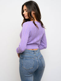 WOMEN'S LONG SLEEVE BUTTON UP CROP TOP