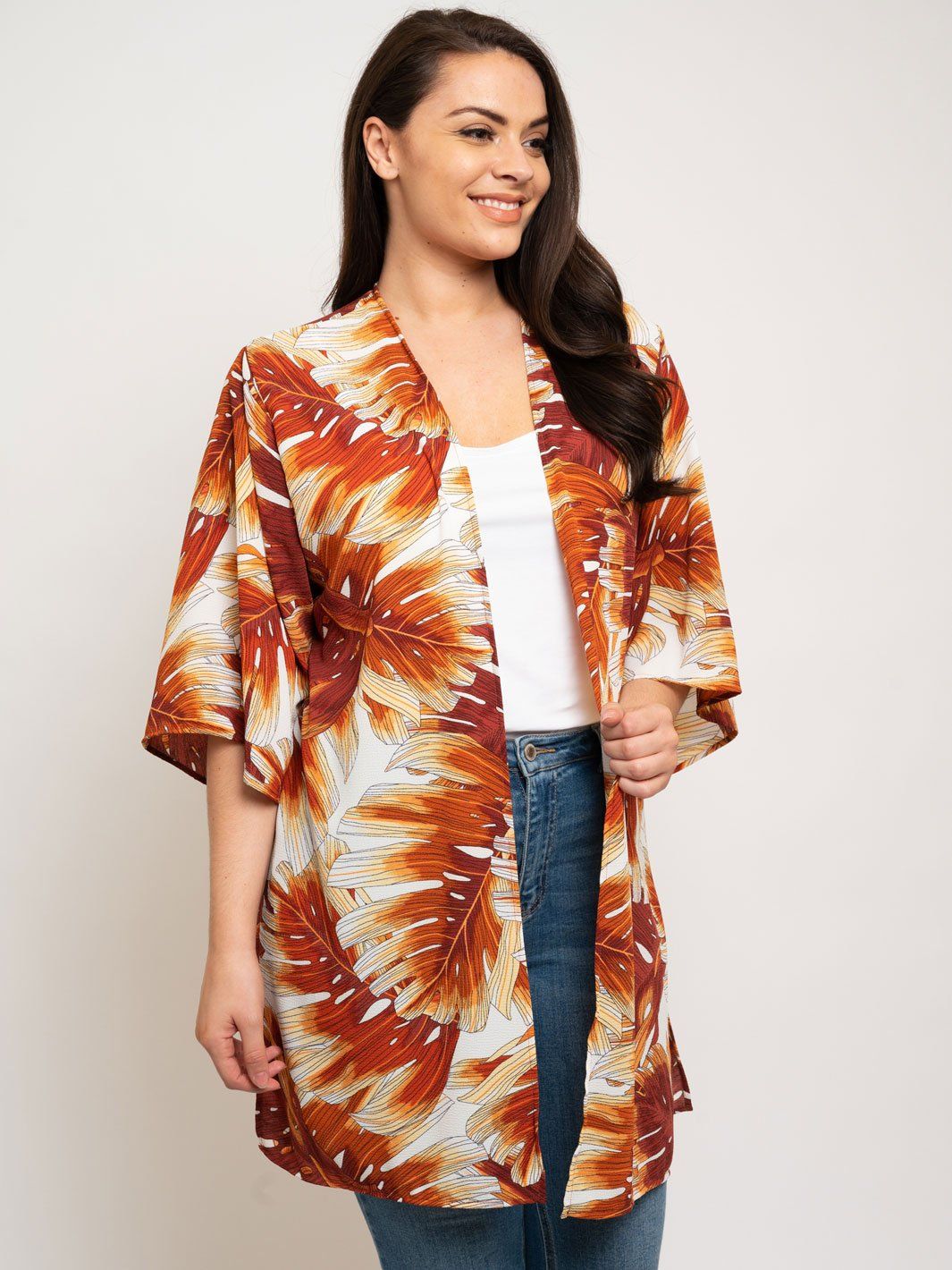 PLUS SIZE FLORAL CARDIGAN