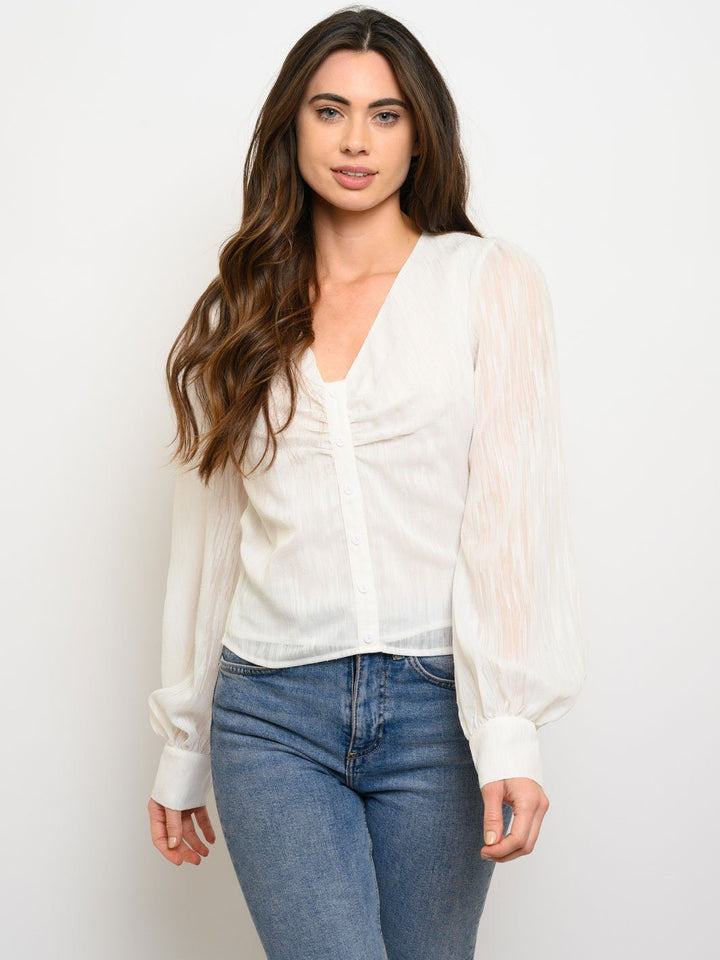 WOMEN'S CUILAPA FRONT RUCHED LONG SLEEVE TOP