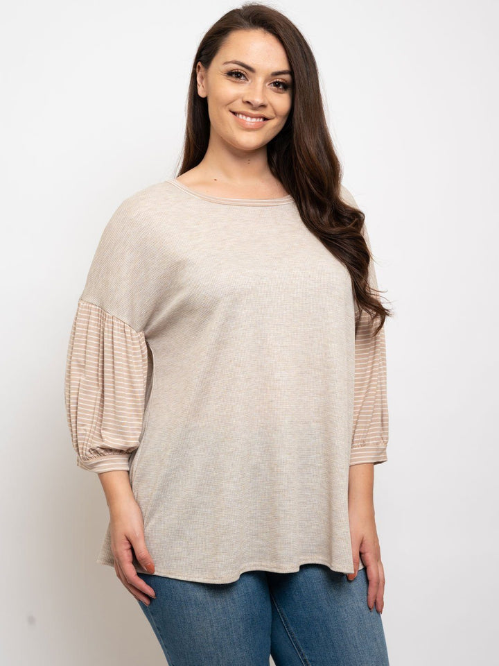 PLUS SIZE 3/4 SLEEVE TUNIC TOP