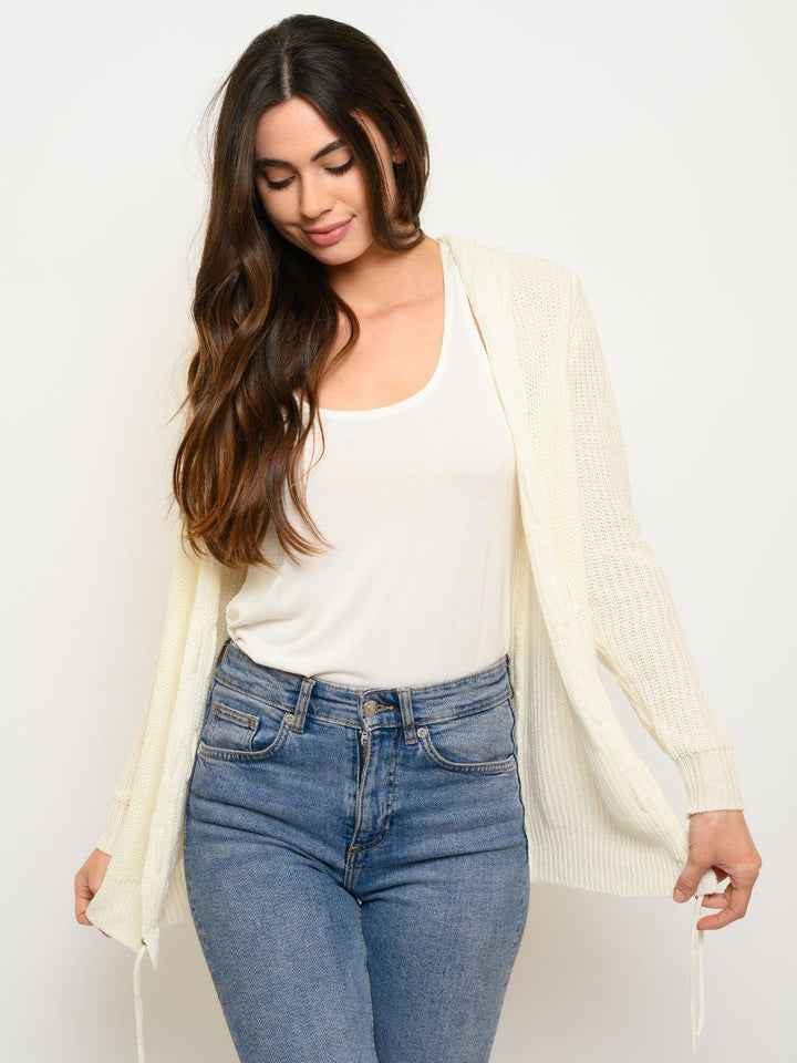 WOMEN'S LONG SLEEVE HOODED CARDIGAN