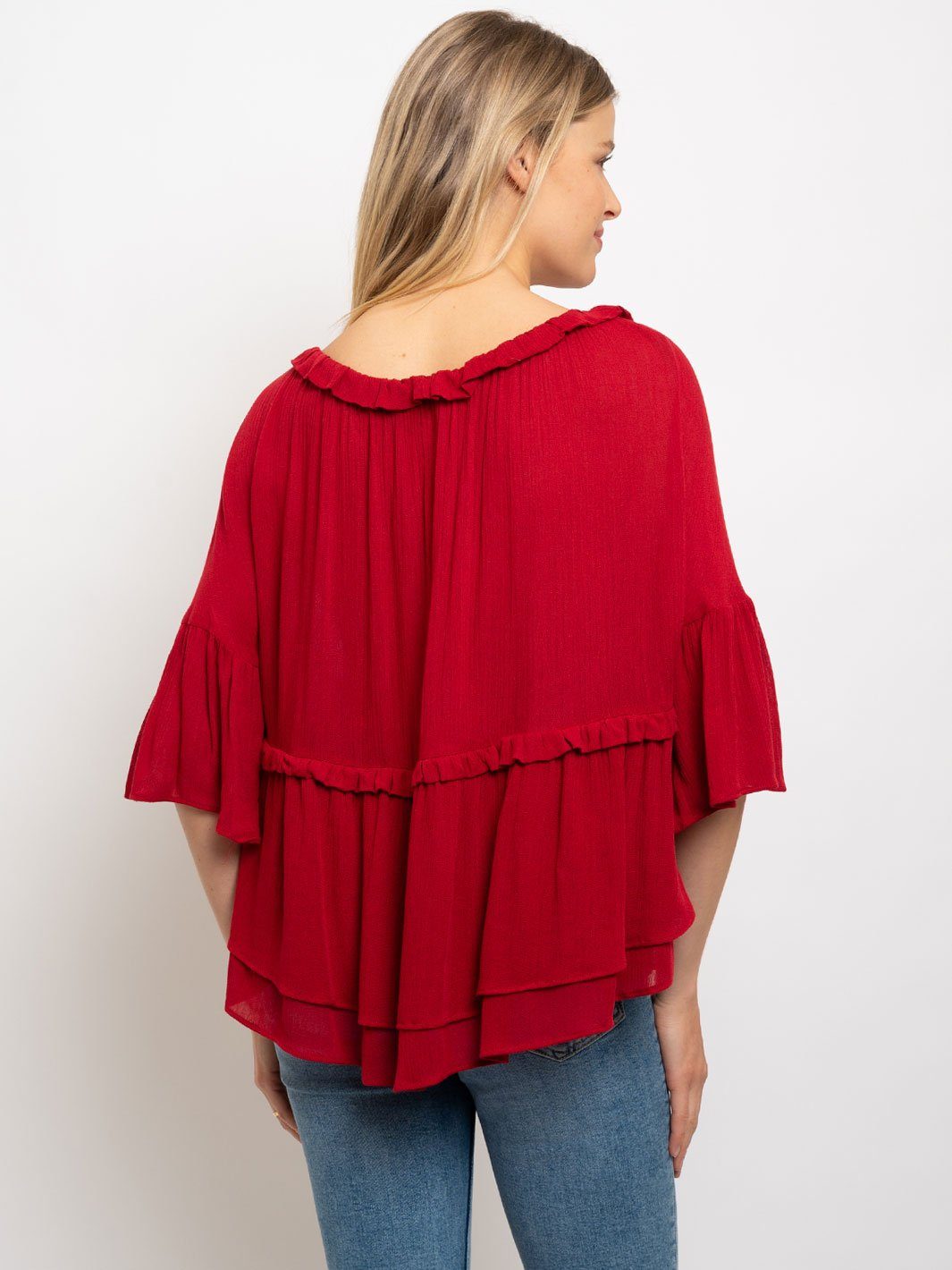 WOMEN'S RUFFLE TESSEL DETAIL TOP