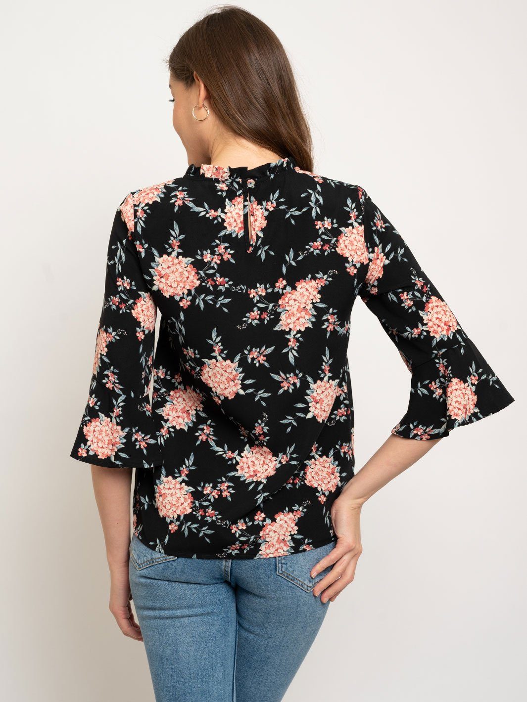 WOMEN'S 3/4 BELL SLEEVE FLORAL TOP