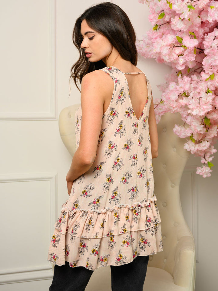 WOMEN'S TIERED FLORAL TANK TOP