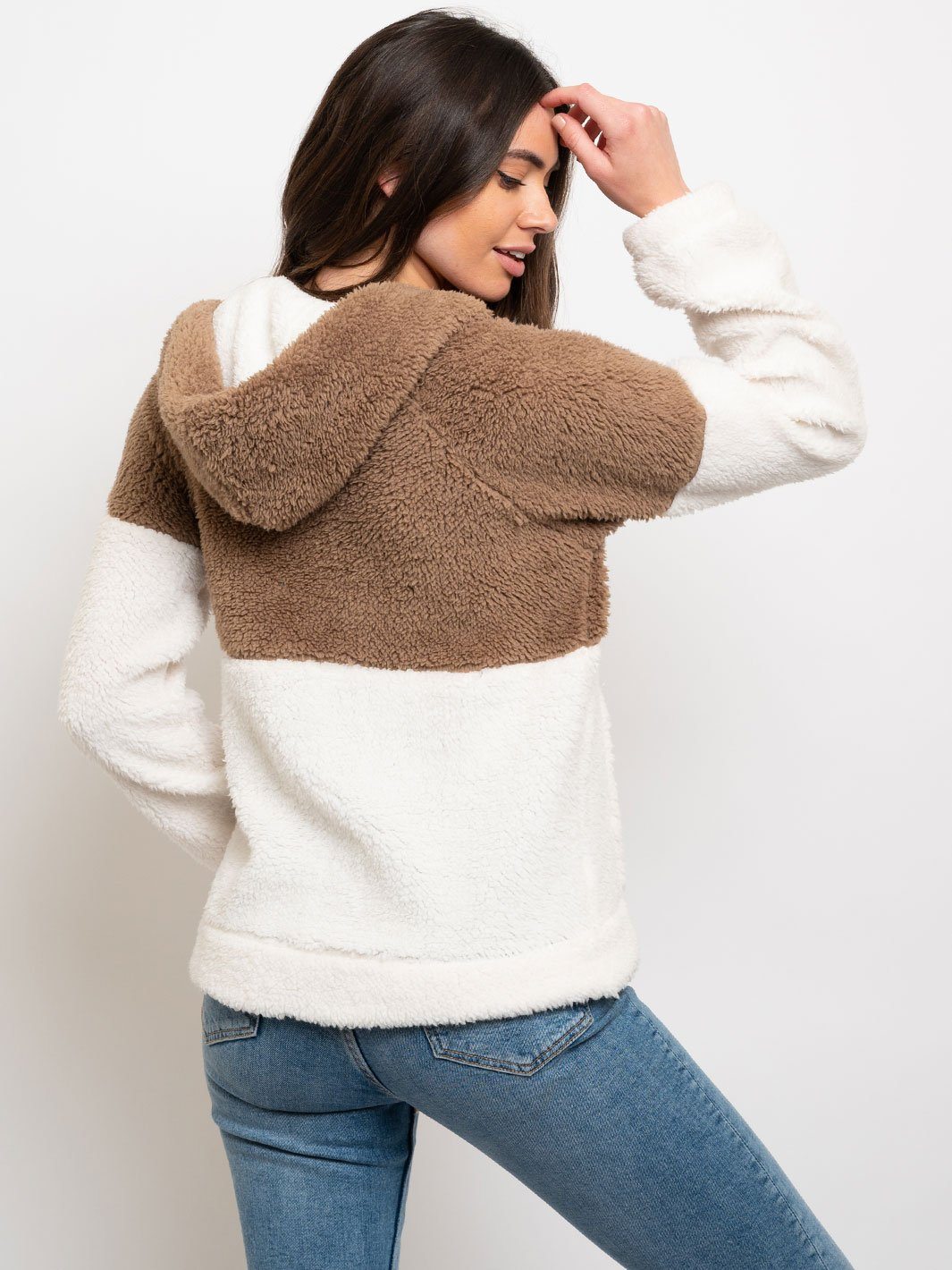 WOMEN'S COLORBLOCK SHERPA HOODIE JACKET