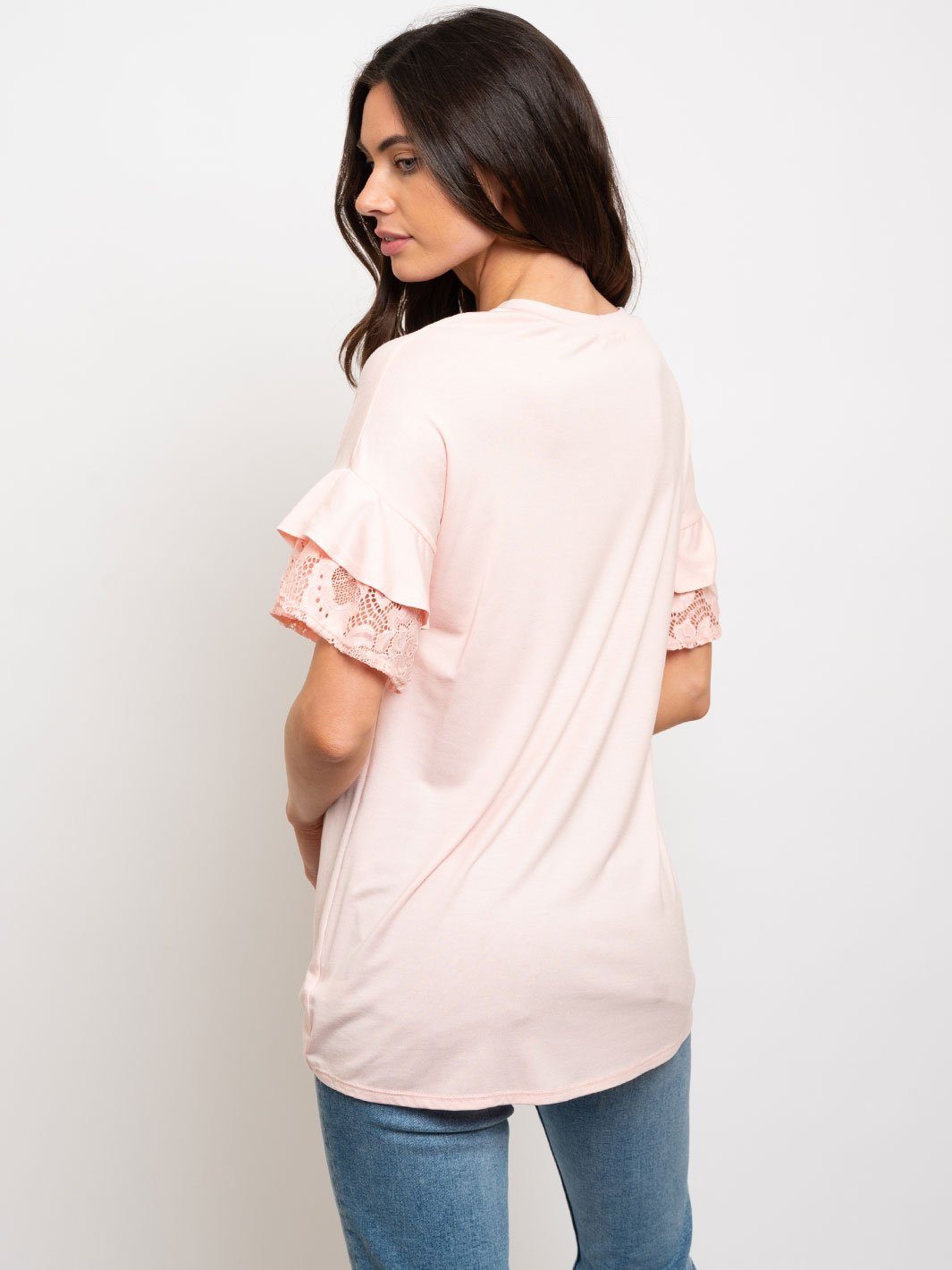 WOMEN'S SLEEVE DETAIL FRONT KNOT TOP