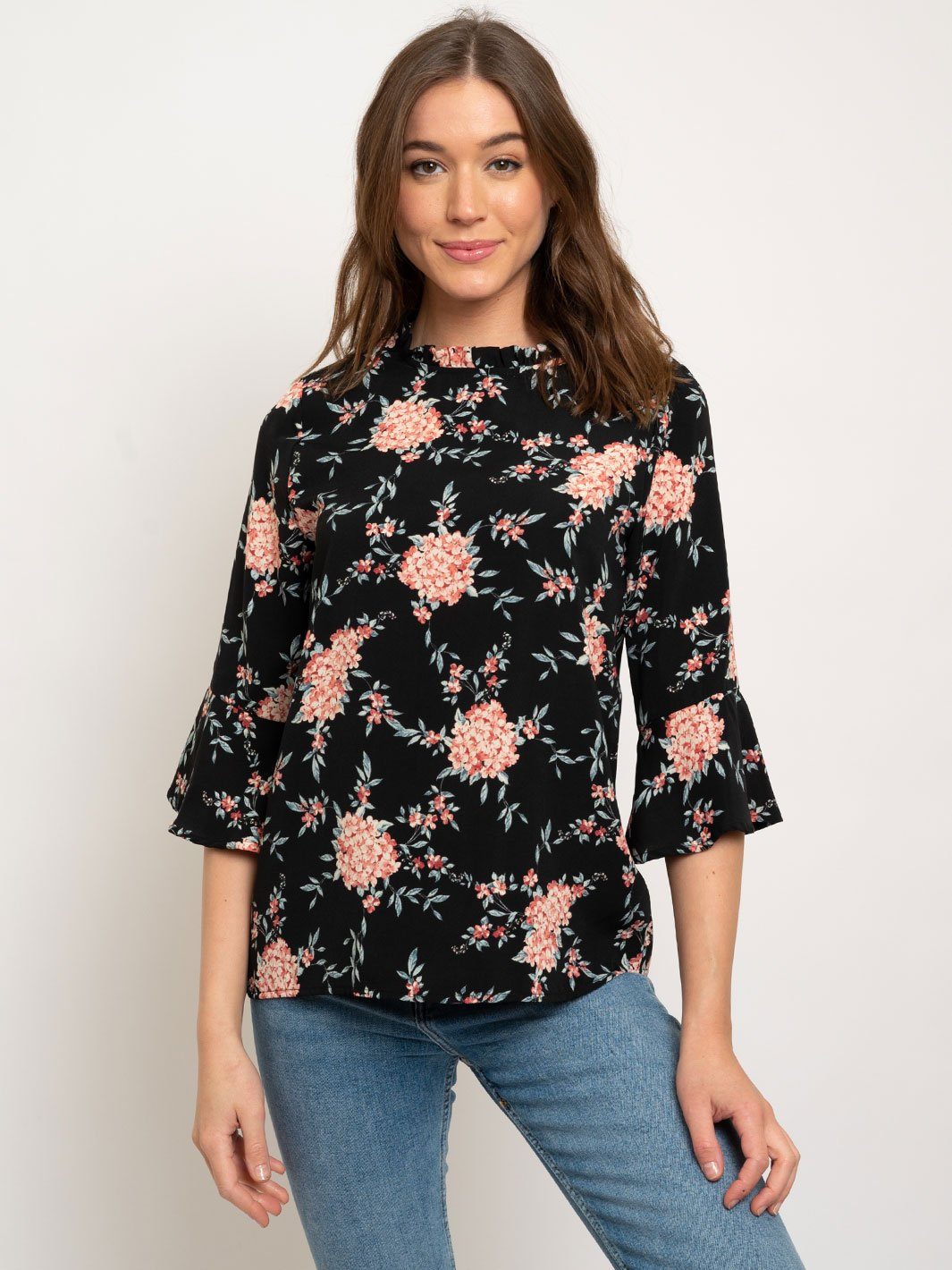 WOMEN'S 3/4 BELL SLEEVE FLORAL TOP