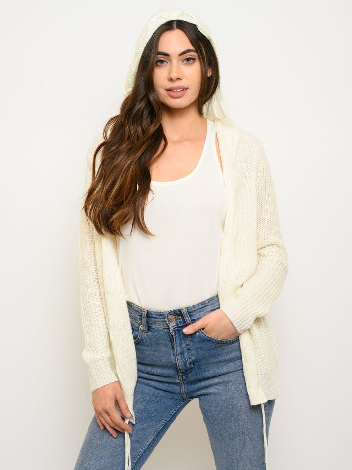 WOMEN'S LONG SLEEVE HOODED CARDIGAN