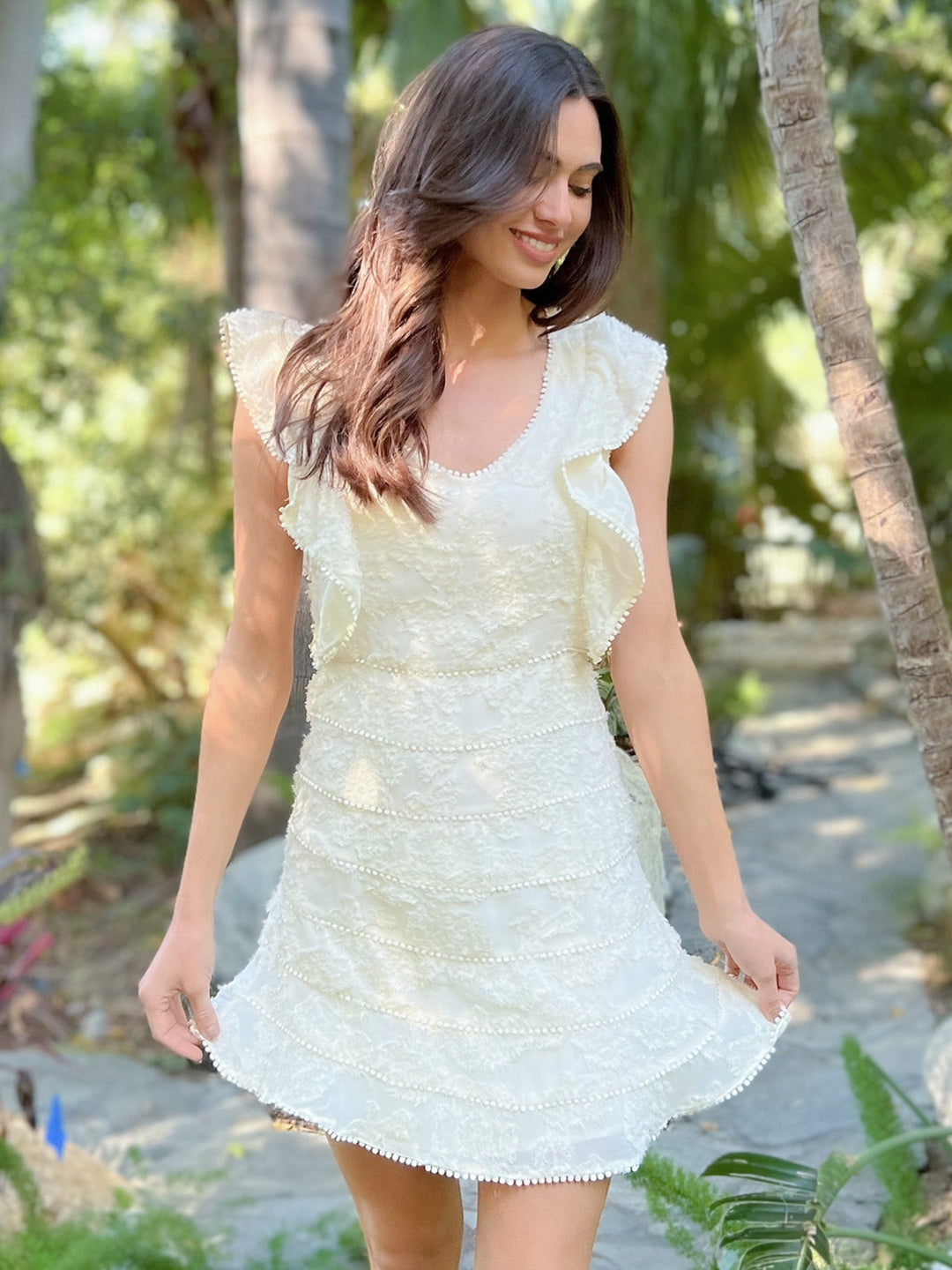 WOMEN'S SLEEVELESS TIERED RUFFLE MINI DRESS