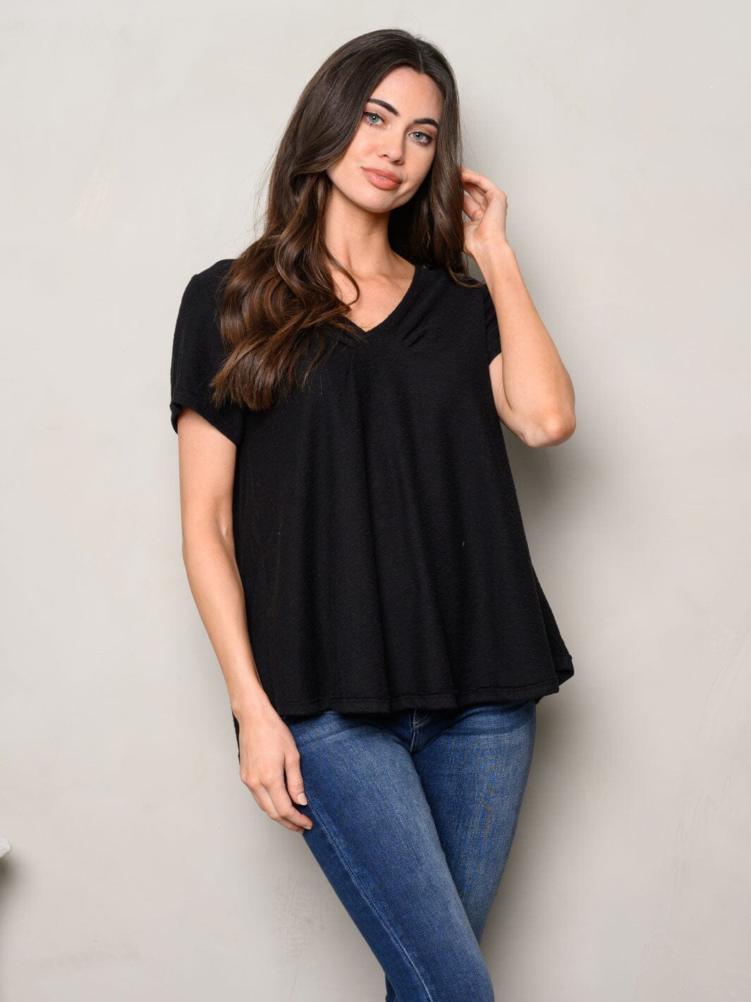 WOMEN'S SHORT SLEEVE V-NECK TUNIC TOP