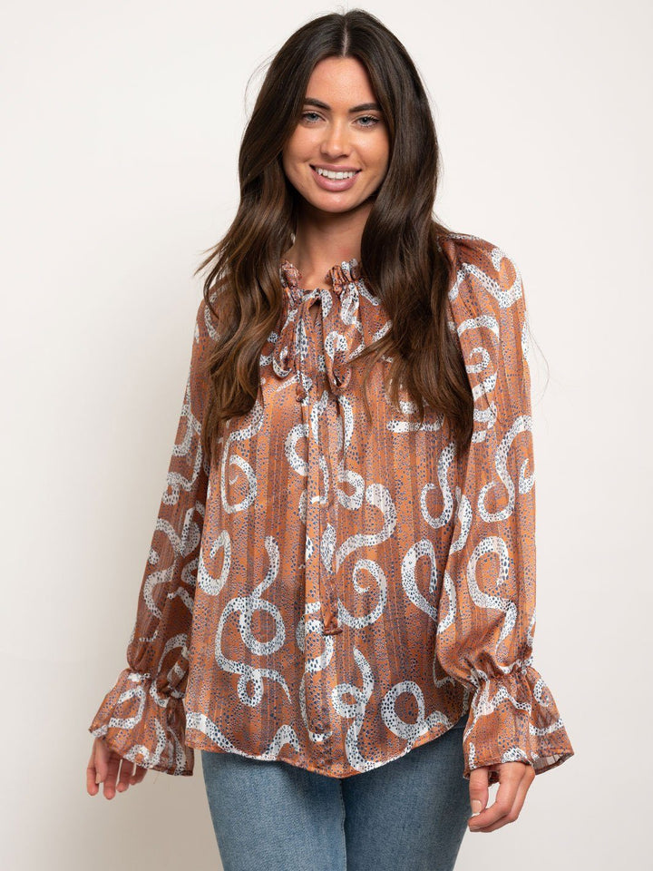 WOMEN'S LONG SLEEVE PRINT TOP