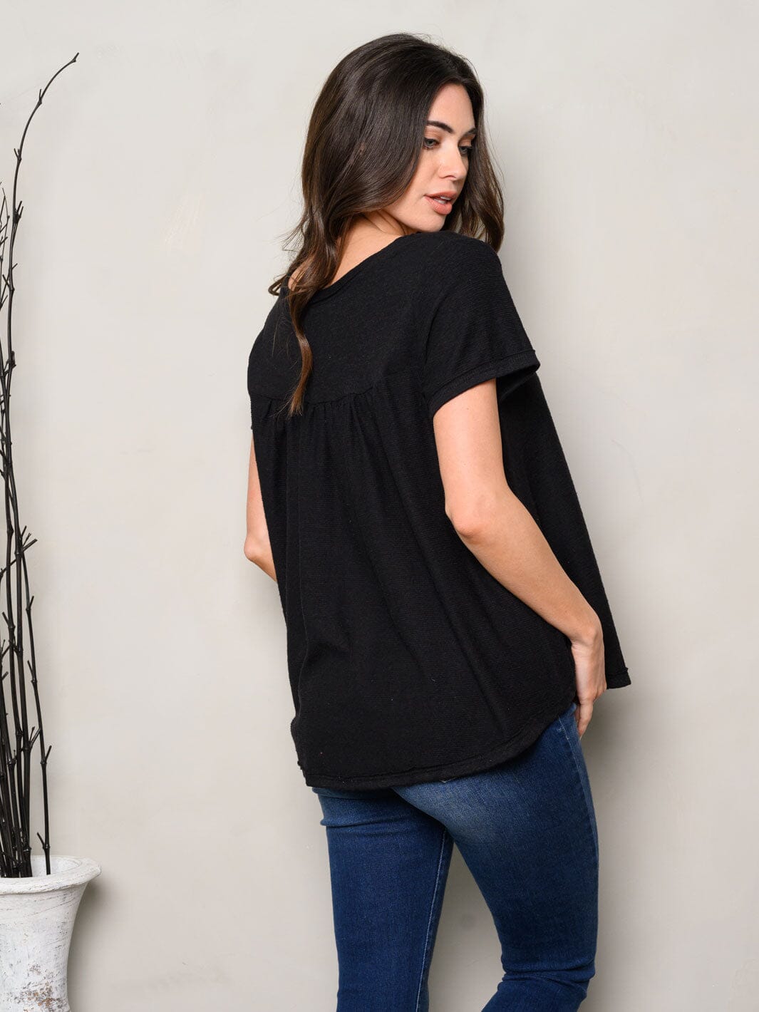 WOMEN'S SHORT SLEEVE V-NECK TUNIC TOP