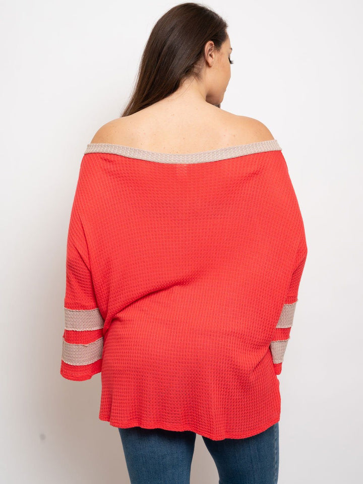 PLUS LONG SLEEVE V-NECK TOP
