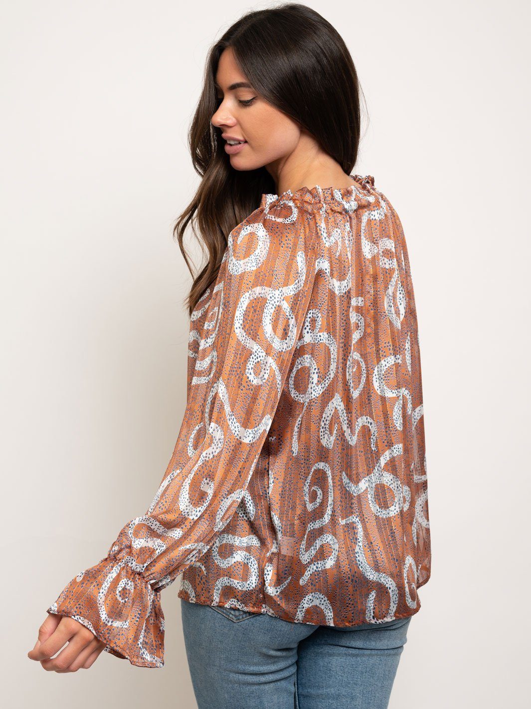 WOMEN'S LONG SLEEVE PRINT TOP