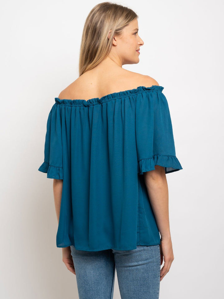 WOMEN'S OFF SHOULDER FRONT TIE TOP