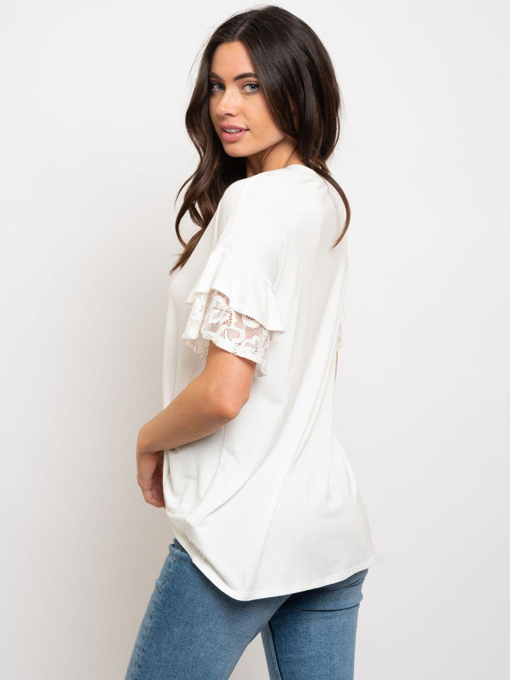 WOMEN'S SLEEVE DETAIL FRONT KNOT TOP