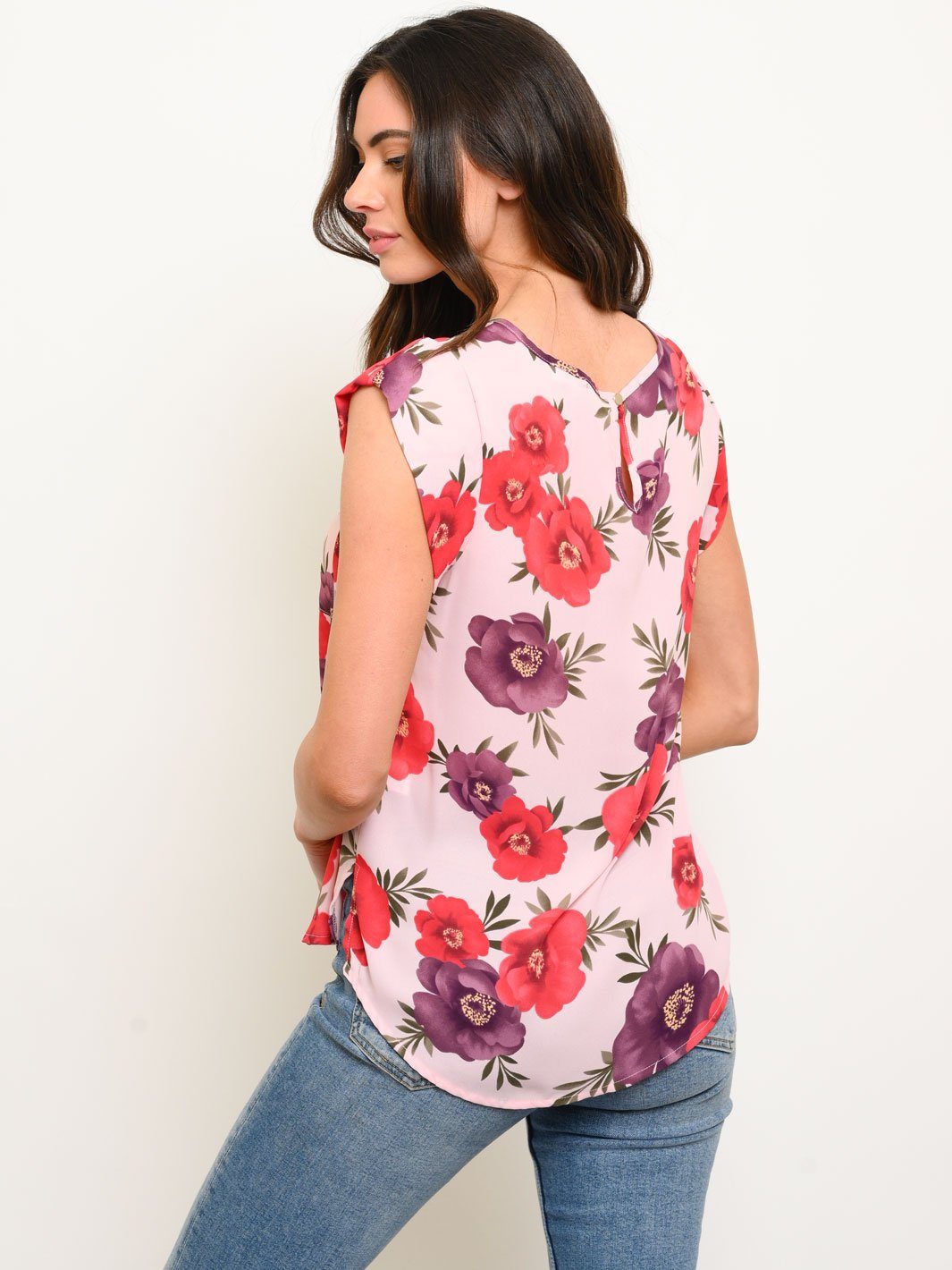 WOMEN'S SHORT SLEEVE FLORAL TOP