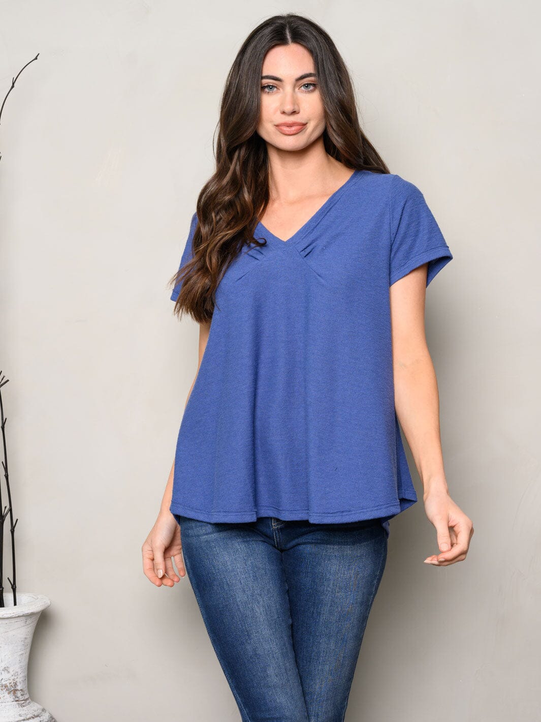 WOMEN'S SHORT SLEEVE V-NECK TUNIC TOP