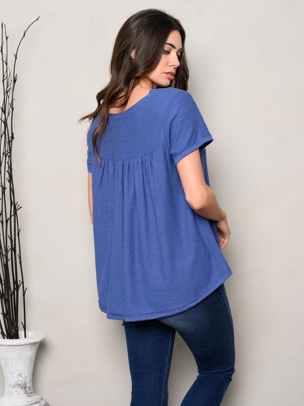WOMEN'S SHORT SLEEVE V-NECK TUNIC TOP