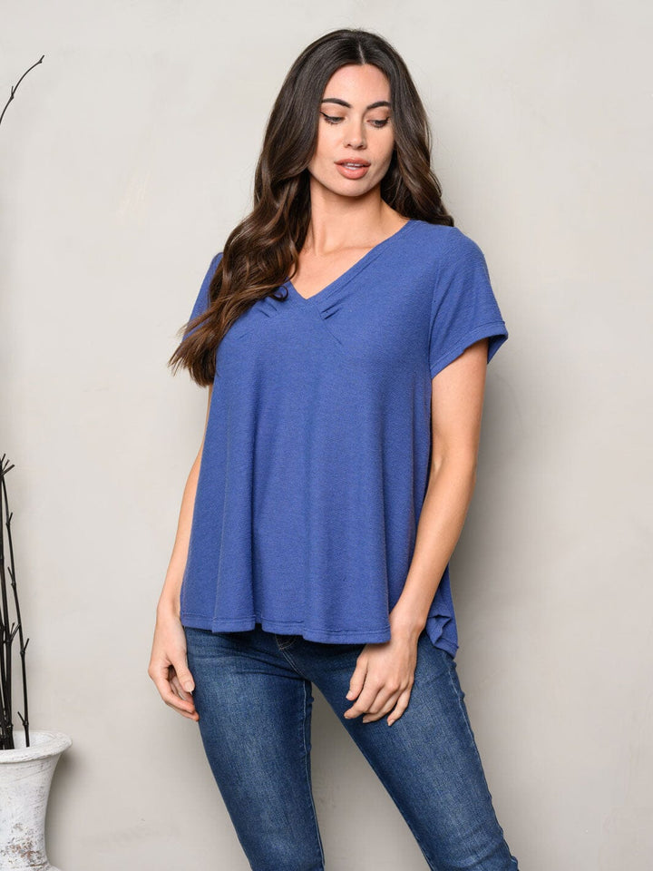 WOMEN'S SHORT SLEEVE V-NECK TUNIC TOP