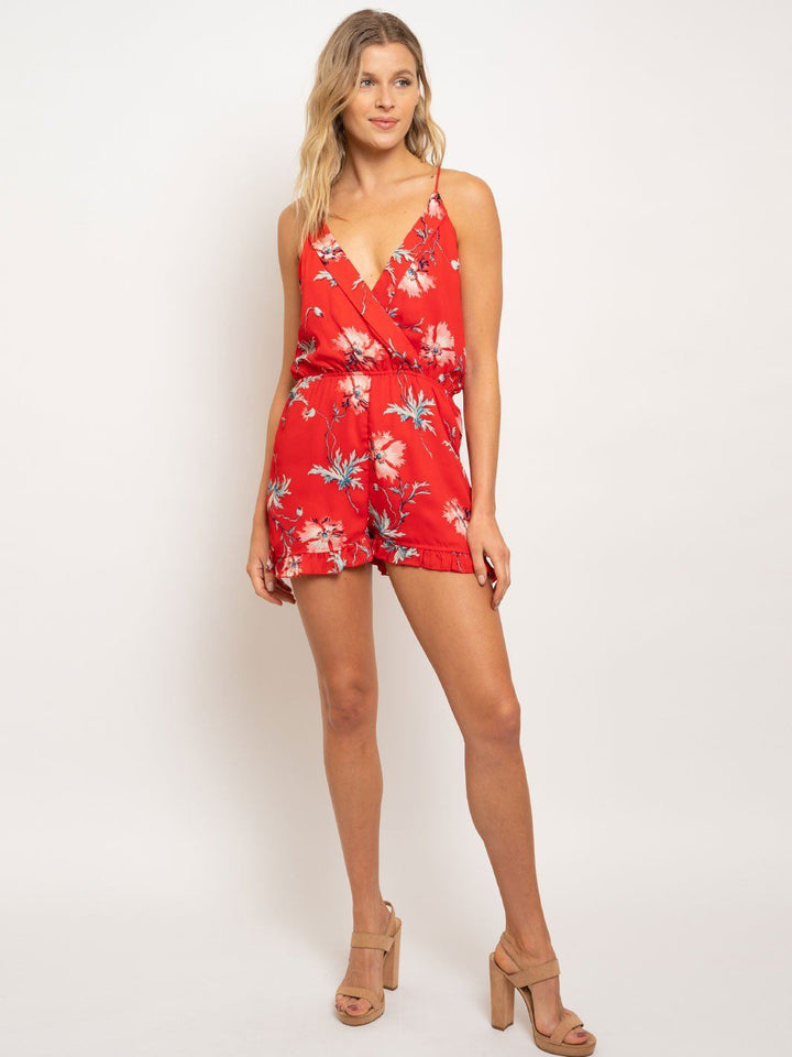 WOMEN'S NEPTUNIAN FLORAL PRINT RUFFLE ROMPER