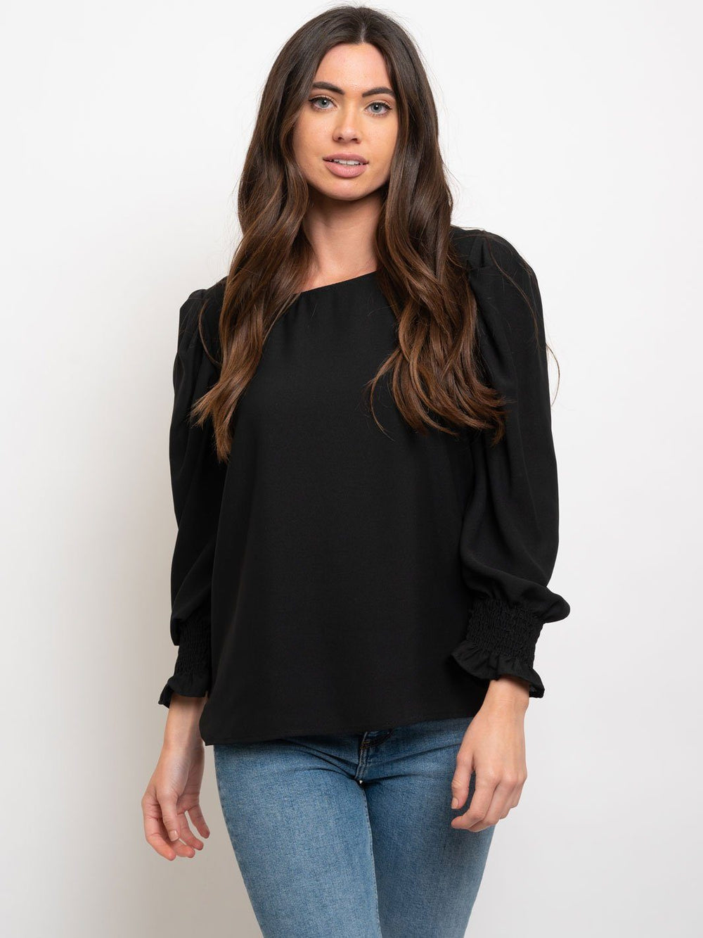 WOMEN'S LONG SMOCK DETAIL SLEEVES TOP