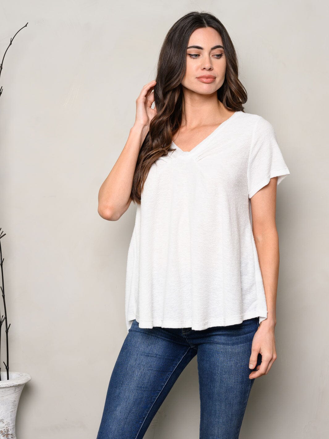 WOMEN'S SHORT SLEEVE V-NECK TUNIC TOP