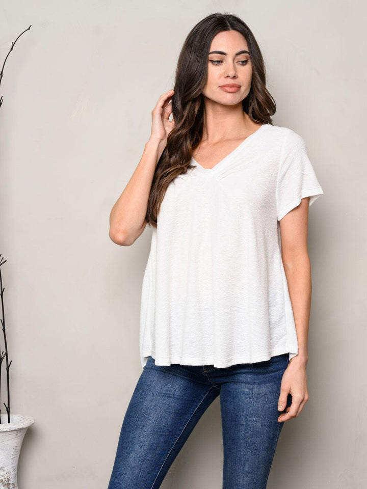 WOMEN'S SHORT SLEEVE V-NECK TUNIC TOP