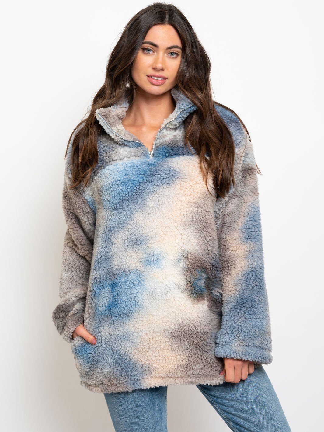 WOMEN'S TIE DYE TEDDY SWEATER