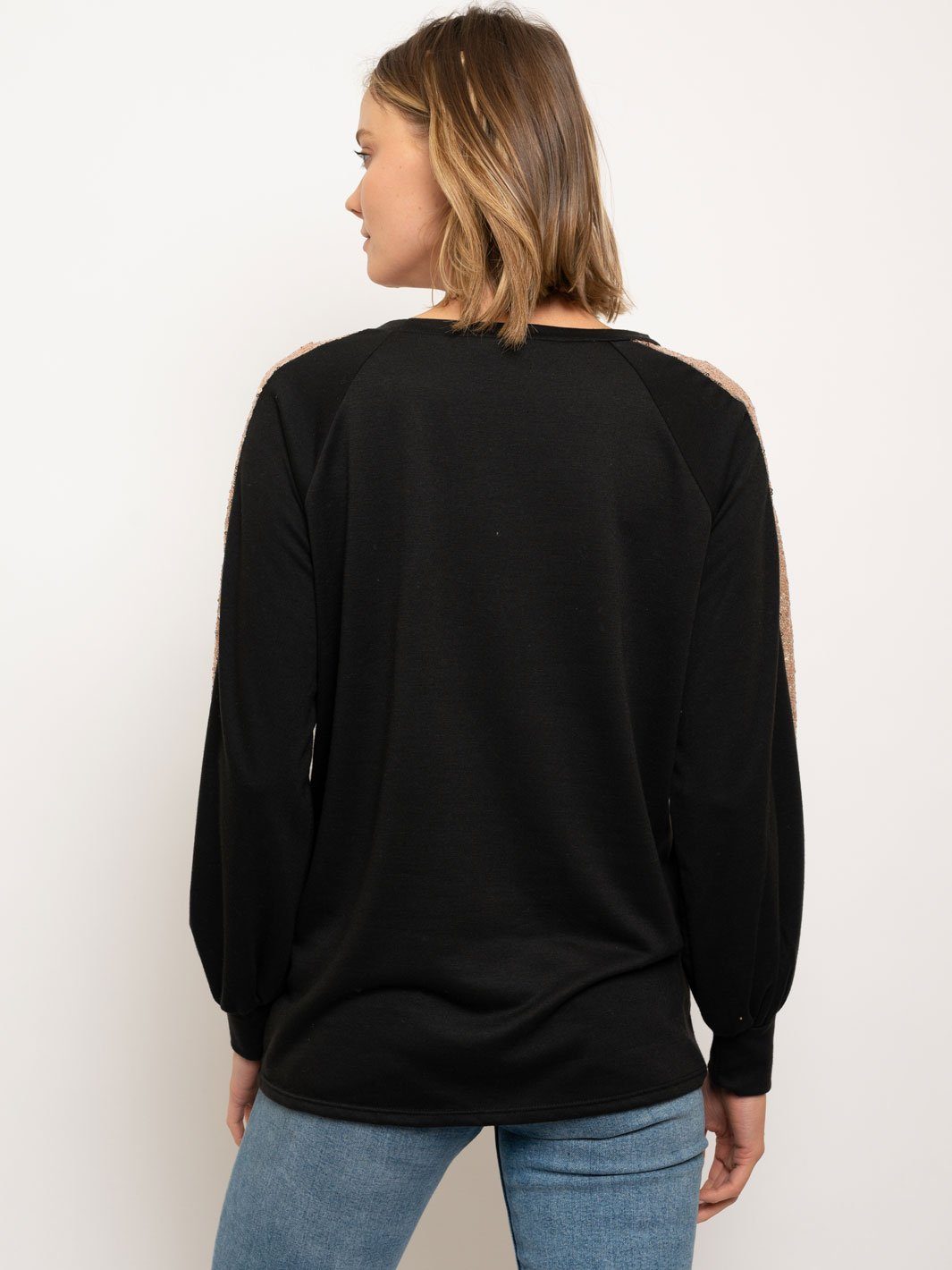 WOMEN'S SEQUINS LONG SLEEVE POCKET TOP