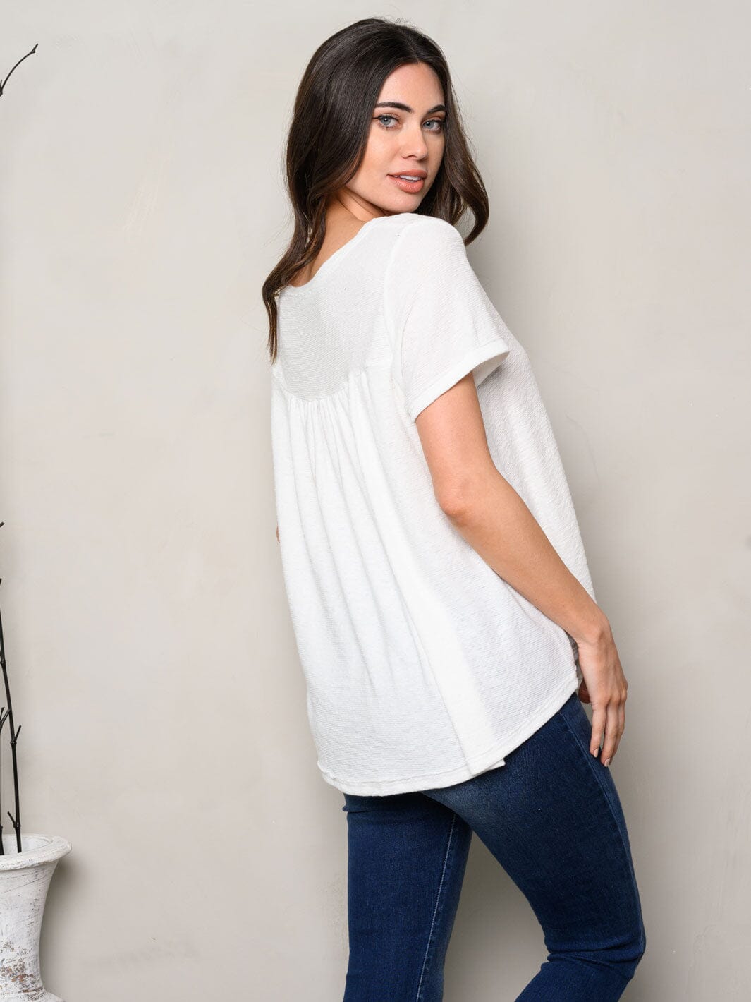 WOMEN'S SHORT SLEEVE V-NECK TUNIC TOP