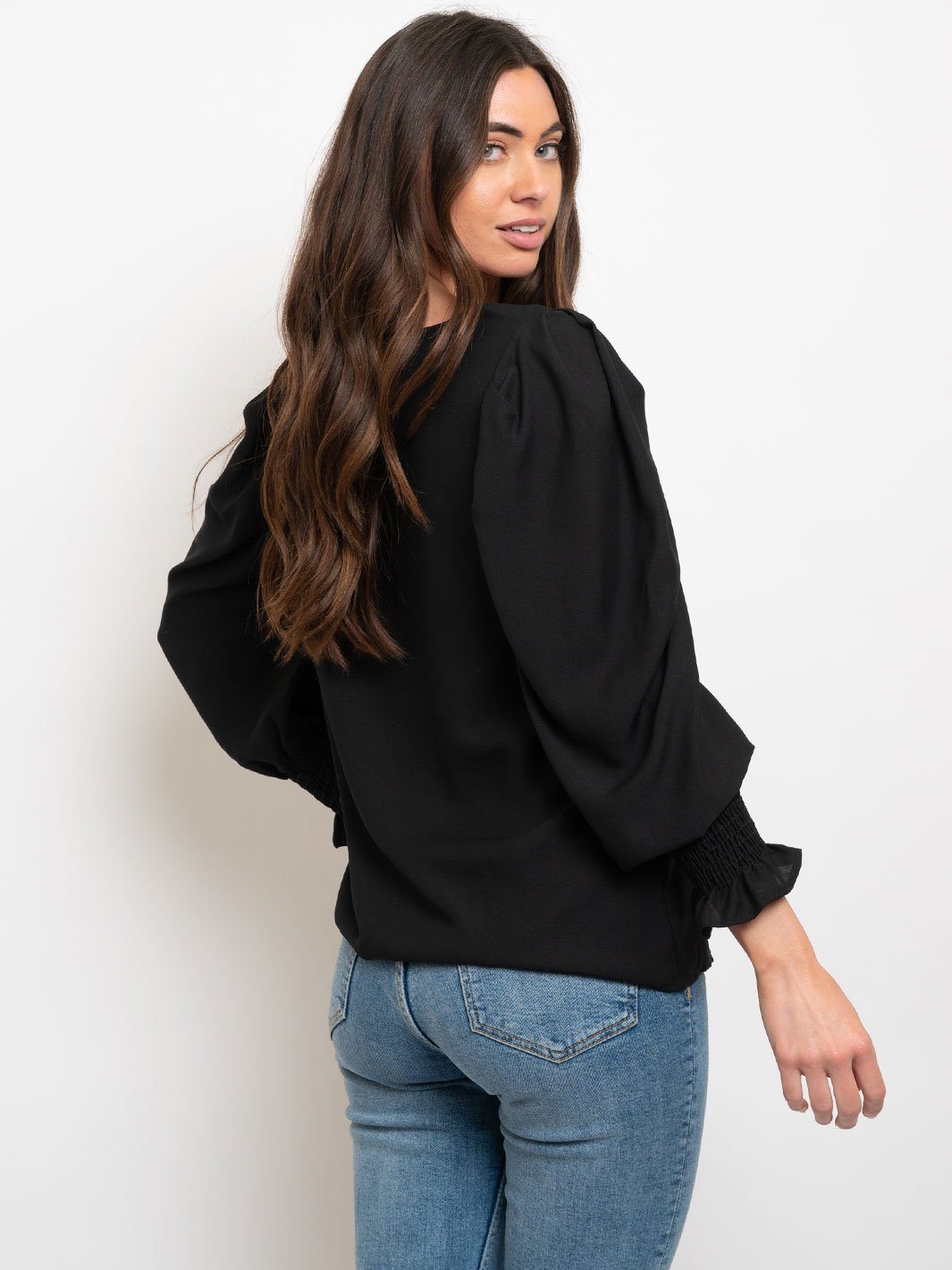 WOMEN'S LONG SMOCK DETAIL SLEEVES TOP