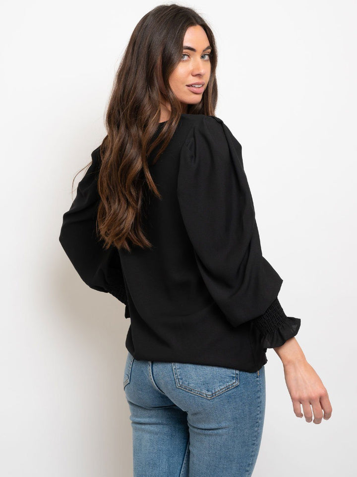 WOMEN'S LONG SMOCK DETAIL SLEEVES TOP