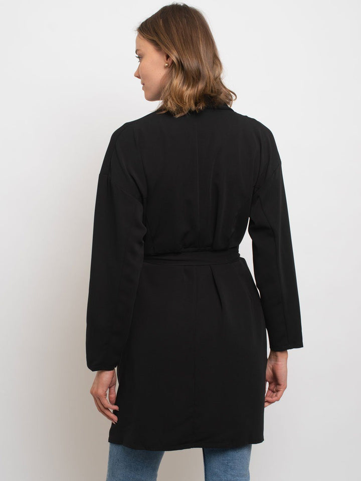 WOMEN'S SOLID TRENCH WRAP CARDIGAN