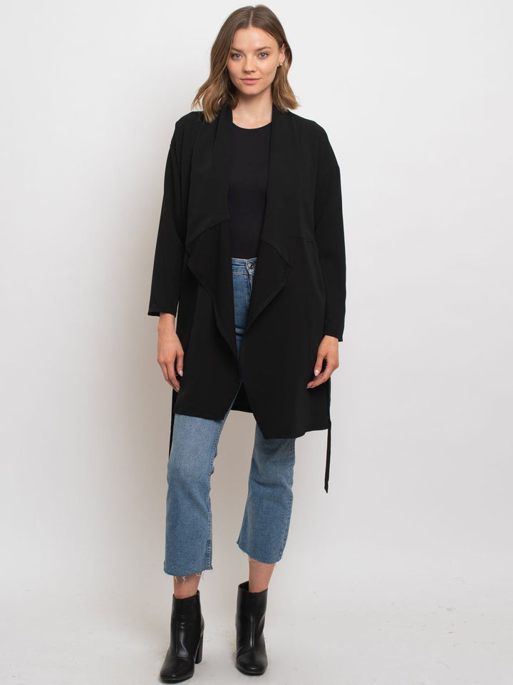 WOMEN'S SOLID TRENCH WRAP CARDIGAN