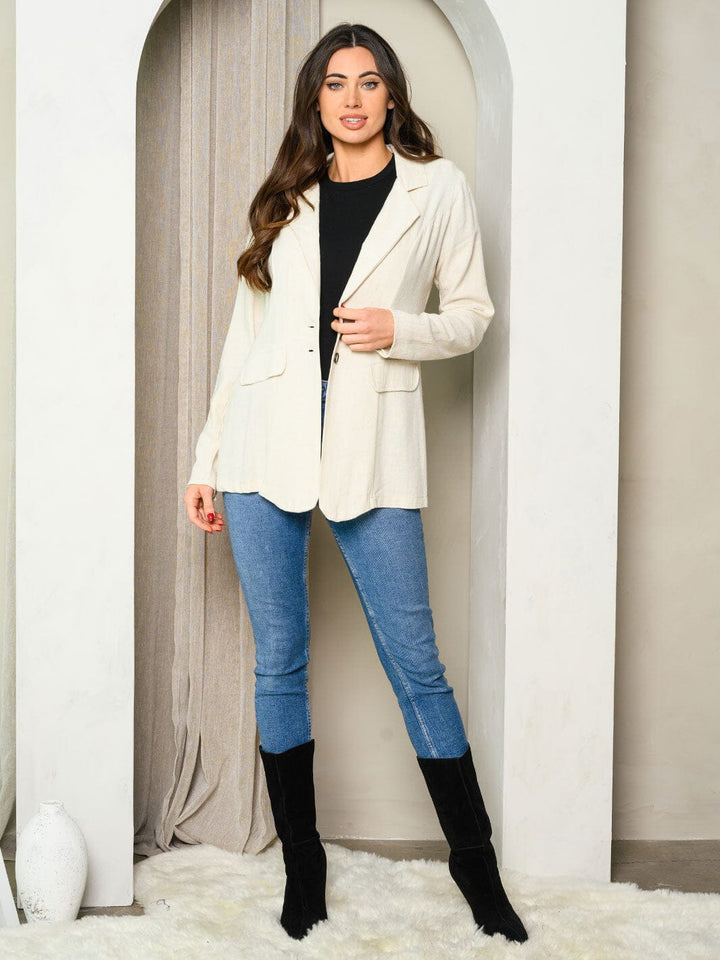 WOMEN'S LONG SLEEVE BUTTON CLOSURE BLAZER