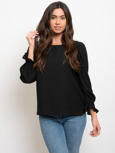 WOMEN'S LONG SMOCK DETAIL SLEEVES TOP