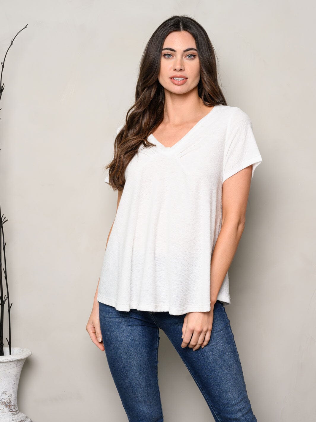 WOMEN'S SHORT SLEEVE V-NECK TUNIC TOP