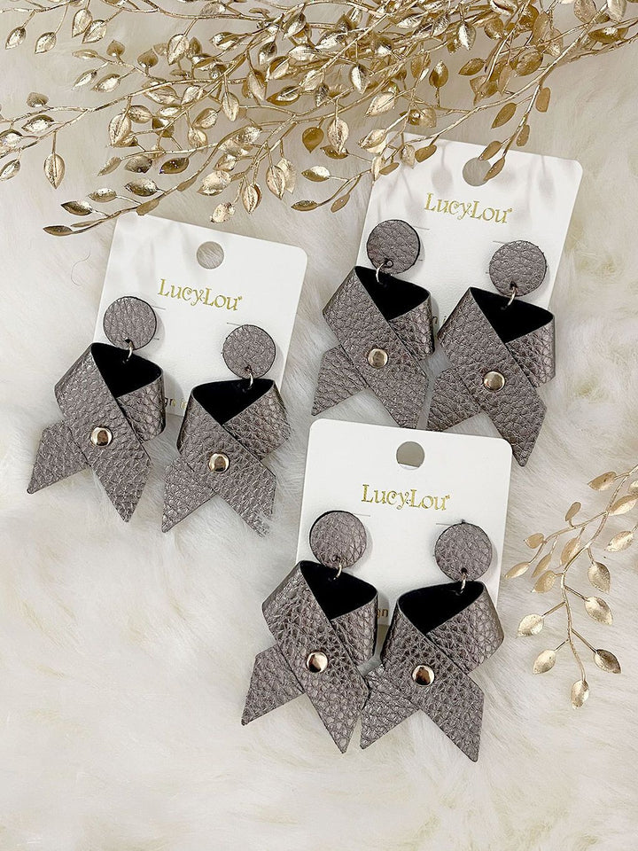 Vegan Leather Bow Earrings