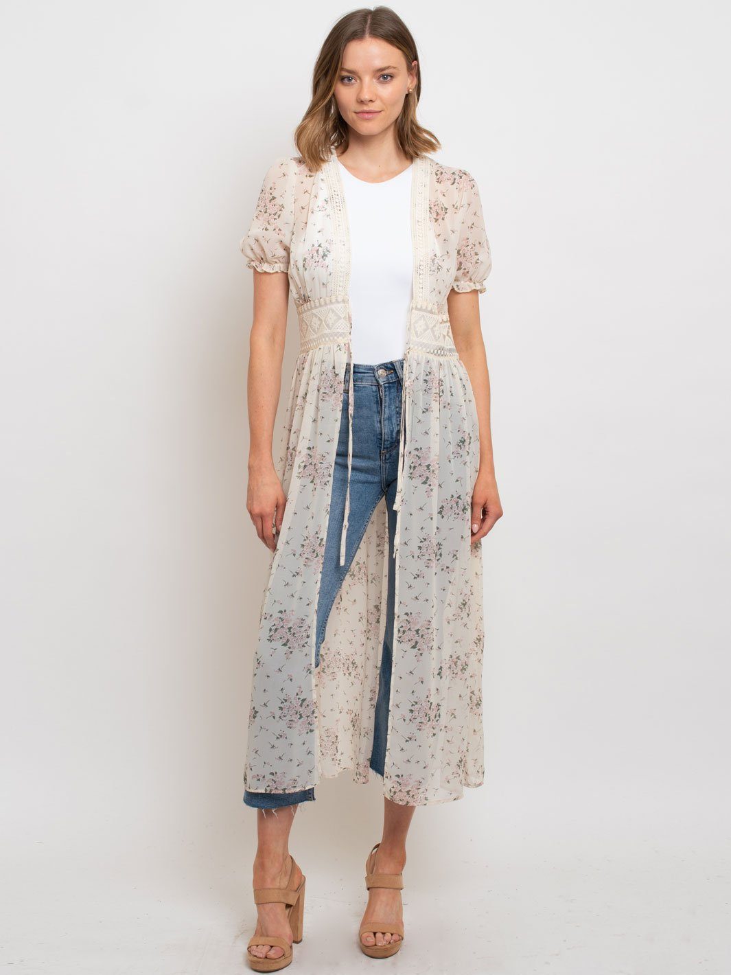 WOMEN'S FLORAL COVER UP LACE TOP