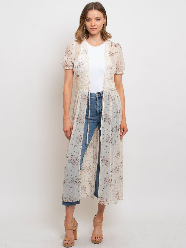 WOMEN'S FLORAL COVER UP LACE TOP